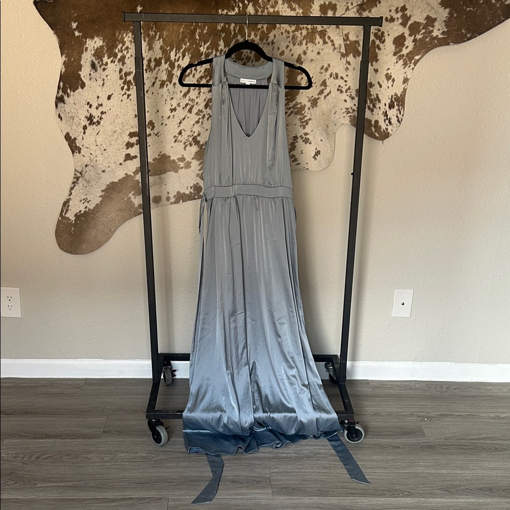 Sleeveless V-Neck Maxi Dress in Slate Gray